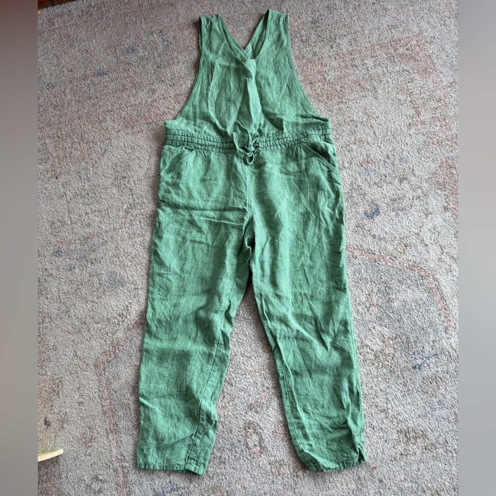 Not Perfect Linen Green Overalls